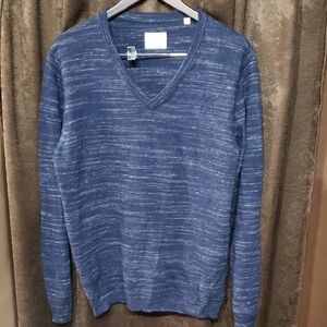Billy Reid Navy V-Neck Sweater Men's Italy Long Sleece Business Casual Chic